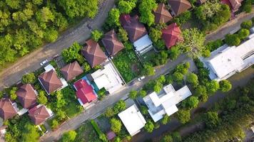 Aerial drone shot of suburb area surrounded by green eco-friendly environment for housing and real estate project top view video