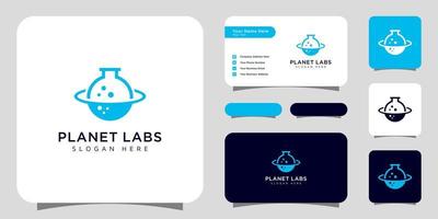 creative planet orbit labor lab diseño de logotipo abstracto y tarjeta de visita vector