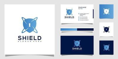 shield security logo design and business card vector