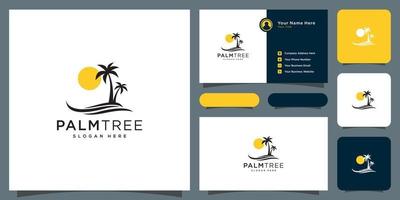 diseño de vector de logotipo de palmera y tarjeta de visita