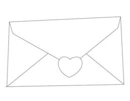 Letter in an envelope sealed with a heart. Doodle style. Vector illustration isolated on white background.