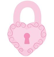Pink decorative padlock in the shape of a heart. Final illustration isolated on white background. vector
