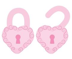 Pink decorative padlock in the shape of a heart. Final illustration isolated on white background. vector