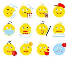 Set of face icons on white background vector