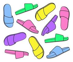 Colorful vector collection of shoes. Set of flip flops.