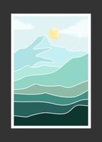 Abstract mountain painting, Abstract background, Premium Vector