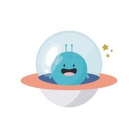 extraterrestre lindo. estilo de dibujos animados ilustración vectorial para tarjetas, afiches, pancartas, libros para niños, impresión en el paquete, impresión en ropa, tela, papel tapiz, textil o platos. vector