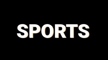 Text Animation word sports in 4k. Reveal and fade in text with black background. Motion Graphics