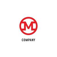 Letter M Alphabetic Logo Design Template, Abjad, Flat Simple Clean, Red, Rounded Ellipse Letter mark Concept, Strong and Bold vector