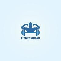 Fitness Gym Logo Concept, Design Template, Fitness Man Icon, Blue Barbell Icon vector