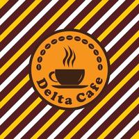 concepto de diseño del logo delta cafe, plantilla de logo para café o cafetería, comida y bebida, icono de tazas, forma de elipse marrón, café caliente vector