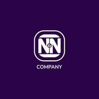 Letter NN Alphabetic Logo Design Template, Rounded Square Logo Concept, Black White vector