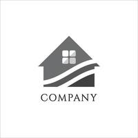 ilustración de casa clásica tradicional gris. plantilla de diseño de logotipo inmobiliario mínimo vector