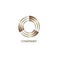 Gold vortex circle logo design template. Recycle logo concept isolated on white background