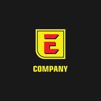 Letter E Alphabet Logo Design Template, Square Logo Concept, Red, Yellow, Black Background, Simple Clean, Strong And Bold, Lettermark vector