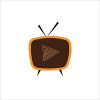 Brown Classic Television With Retro Play Button suitable fot TV Channel Logo, T Shirt Graphic etc vector