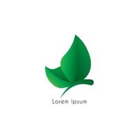 plantilla de diseño de logotipo de mariposa de hoja voladora abstracta. concepto de logotipo animal aislado sobre fondo blanco. colorido de color de gradación verde. adecuado para productos de belleza y moda. logotipo pictórico. vector