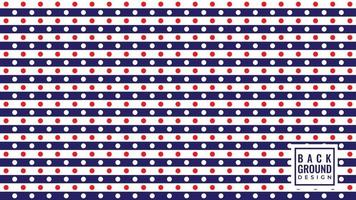 Horizontal stripe lines with dots ornament. American Polkadot background design template. Red White Blue Color Theme. Vector Illustration.