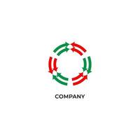 Two layers of red and green arrows spinning. Logo design template. Recycle logo concept isolated on white background vector