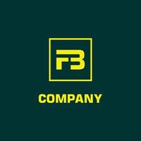 letra fb o f3 plantilla de diseño de logotipo alfabético, amarillo, rectángulo, concepto de logotipo cuadrado, fondo verde oscuro vector