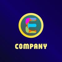 Letter E Alphabet Logo Design Template, Yellow Ellipse, Rounded Logo Concept, Blue Background, Colorful, Strong And Bold, Lettermark vector