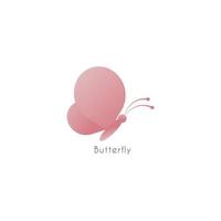 Beautiful Abstract Flying Butterfly with rounded wings. Logo design Isolated on White background. Pink Thulian Flamingo Marshmallow Pastel Color Gradient. Suitable for beauty and fashion product vector