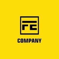 letra fe plantilla de diseño de logotipo alfabético, negro, caja, rectángulo, concepto de logotipo cuadrado, fondo amarillo, limpio simple, fuerte y audaz vector