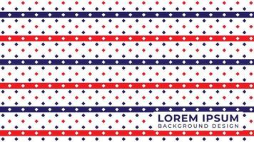 American Style background design template. Horizontal stripe lines with diamond shape ornament. Red White Blue Color Theme. Vector Illustration.