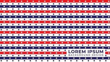 Horizontal stripe lines with diamond shape ornament. American background design template. Red White Blue Color Theme. Vector Illustration.