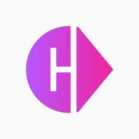 letter CH and arrow logo concept. simple, negative space, gradient, minimalist, modern, elegant and unique logotype. suitable for logo, icon, symbol and sign. such as initial or brand logo vector