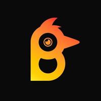 letra b, concepto de logotipo de pájaro. Logotipo degradado, plano, minimalista, moderno, lineal, elegante y único. amarillo y naranja. adecuado para logotipo, icono, símbolo y signo. como inicial o logotipo de pájaro vector