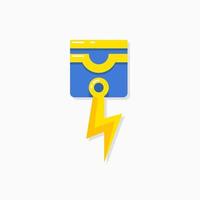 piston and lightning logo concept. Flat, modern, combination and simple logotype. blue and yellow. suitable for logo, icon , symbol and sign. such as power, fast or motorcycle logo vector