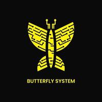 butterfly system logo concept. flat, simple, unique, modern and insect logotype. suitable for logo, icon, symbol and sign. such as communications, computer, internet or networking logo vector