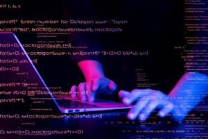 Programmers and cyber security technologies design websites and security in the Social World, cyber security concepts. photo
