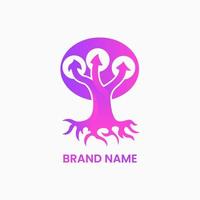 concepto de logotipo de árbol y flecha. logotipo moderno, degradado, combinado, simple y limpio. rosado y morado. adecuado para logotipo, icono, símbolo y signo. como el logotipo de las finanzas o la naturaleza vector