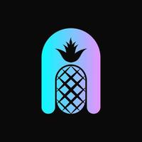 concepto de logotipo de letra a y piña. combinación, simple, espacio negativo, degradado, logotipo moderno, elegante y único. adecuado para logotipo, icono, símbolo y signo. como inicial y logotipo de fruta vector