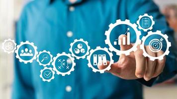 Business planning concepts, high-performance business processes and workflows and problem solving, quality control and long-term business evaluation tracking. photo