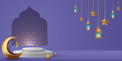 Ilustración de diseño de fondo de banner de ramadan kareem vector