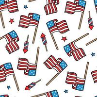 Seamelss pattern for the July, 4th, patriot day, memorial day, etc. Wrapping paper, background, textile print, packaging design with american flags vector