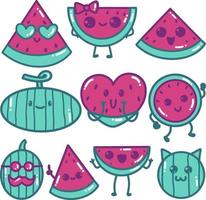 Watermelon Cartoon Doodle Illustration vector