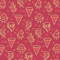 Outline Pizza Cartoon Pattern Background vector