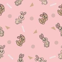 cute many colorful rabbit animal seamless pattern object wallpaper with design pink. vector