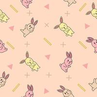 cute many rabbit animal seamless pattern object wallpaper with design pastel pink. vector