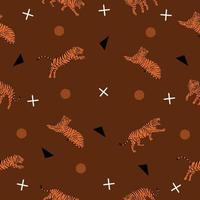 cute many tiger animal seamless pattern white and object object wallpaper with design chocolate. vector