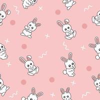 cute many white rabbit animal seamless pattern white object wallpaper with design light pink. vector