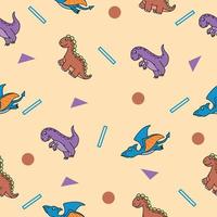 lindo muchos coloridos dinosaurios animales de patrones sin fisuras colorido objeto fondo de pantalla con crema de diseño. vector