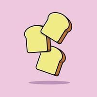 Floating Bread Toast Cartoon Vector Icon Illustration. Breakfast Food Icon Concept Isolated Premium Vector