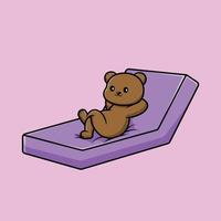 Cute Bear Lying Bed Cartoon Vector Icon Illustration. Animal Icon Concept Isolated Premium Vector