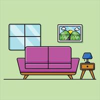 Living Room Cartoon Vector Icon Illustration. Interior Object Icon Concept Isolated Premium Vector