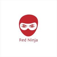 concepto de logotipo de ninja rojo, plantilla de diseño de vector de icono de cabeza de ninja, personaje de superhéroe